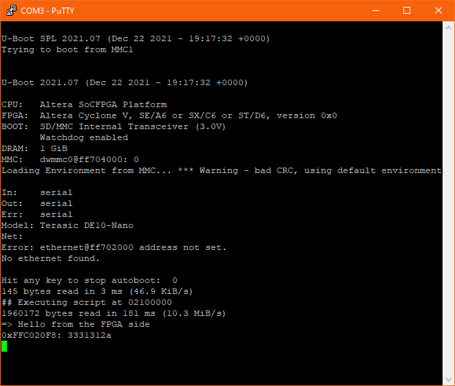 FPGA-to-HPS bridge settings in Platform Designer